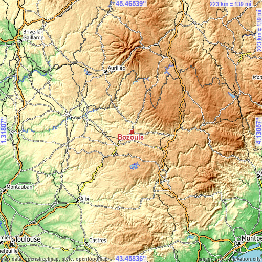 Topographic map of Bozouls