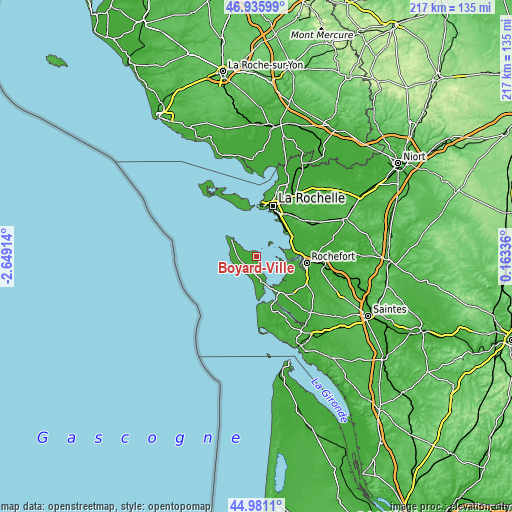 Topographic map of Boyard-Ville