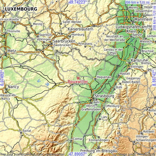 Topographic map of Bouxwiller