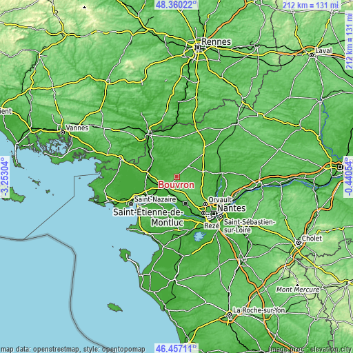 Topographic map of Bouvron