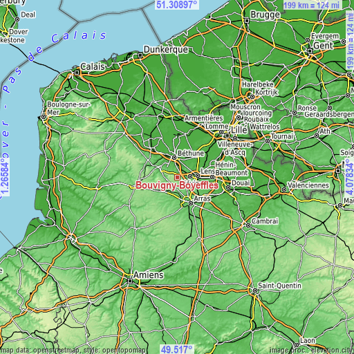 Topographic map of Bouvigny-Boyeffles