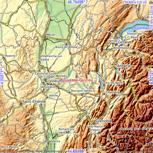 Topographic map of Bouvesse-Quirieu