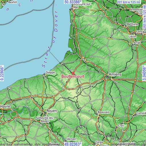 Topographic map of Bouttencourt