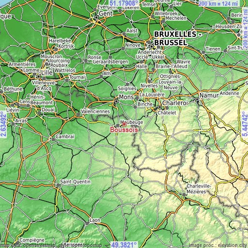 Topographic map of Boussois