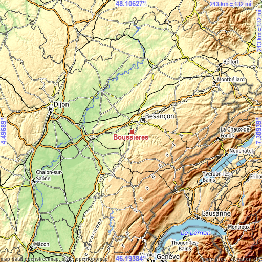 Topographic map of Boussières