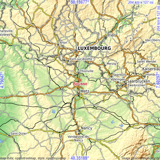 Topographic map of Bousse