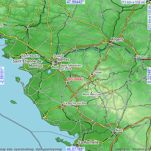 Topographic map of Boussay