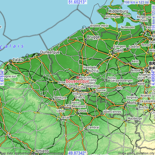 Topographic map of Bousbecque