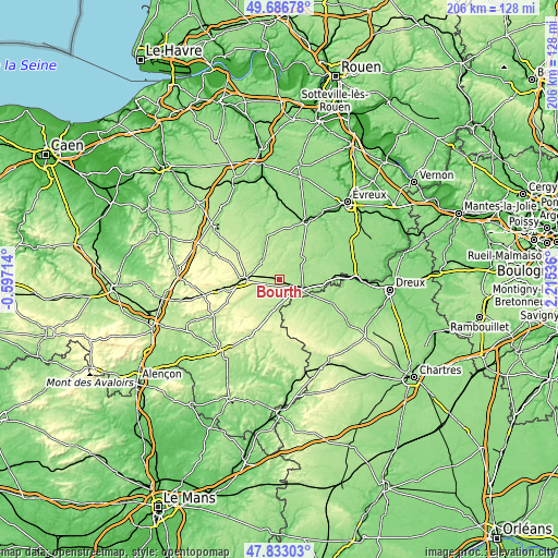 Topographic map of Bourth