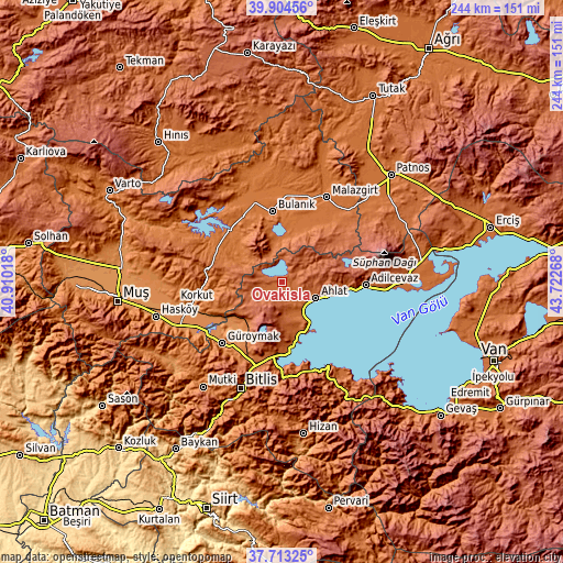 Topographic map of Ovakışla