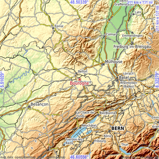Topographic map of Bourogne