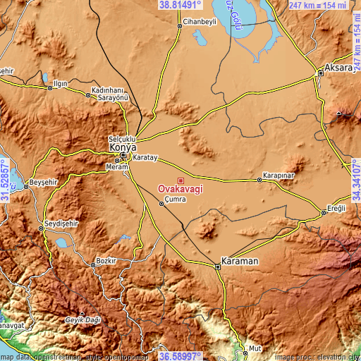 Topographic map of Ovakavağı