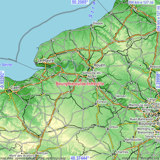 Topographic map of Bourgtheroulde-Infreville