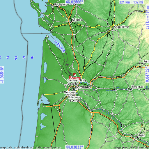 Topographic map of Bourg