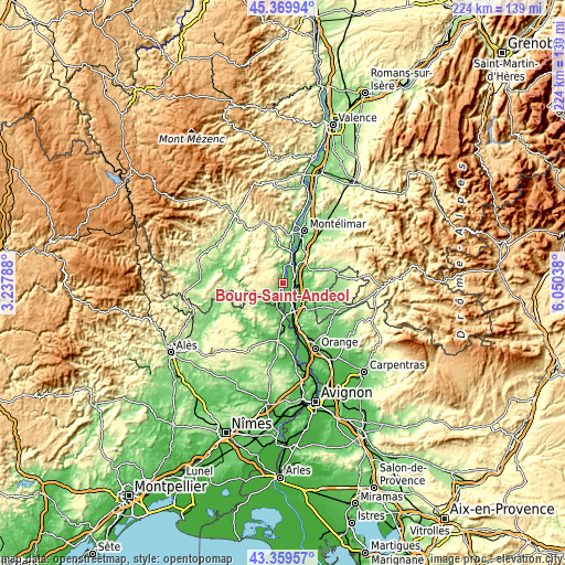 Topographic map of Bourg-Saint-Andéol