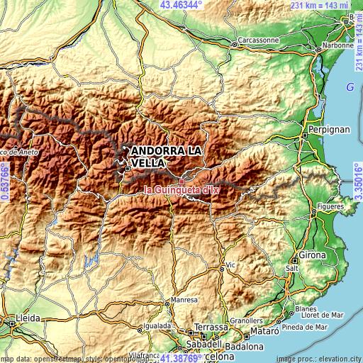 Topographic map of la Guingueta d'Ix