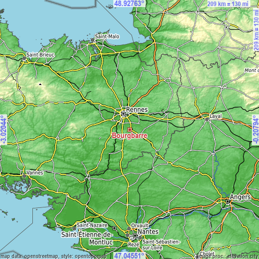 Topographic map of Bourgbarré