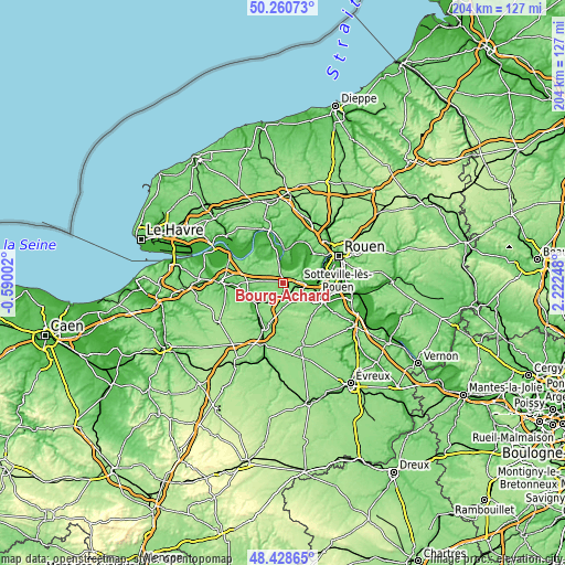 Topographic map of Bourg-Achard