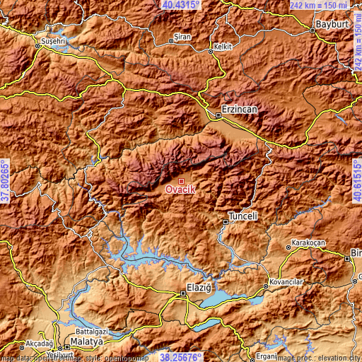 Topographic map of Ovacık