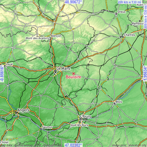 Topographic map of Bouloire