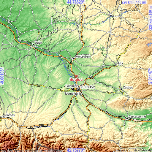 Topographic map of Bouloc