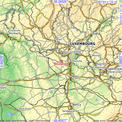 Topographic map of Boulange