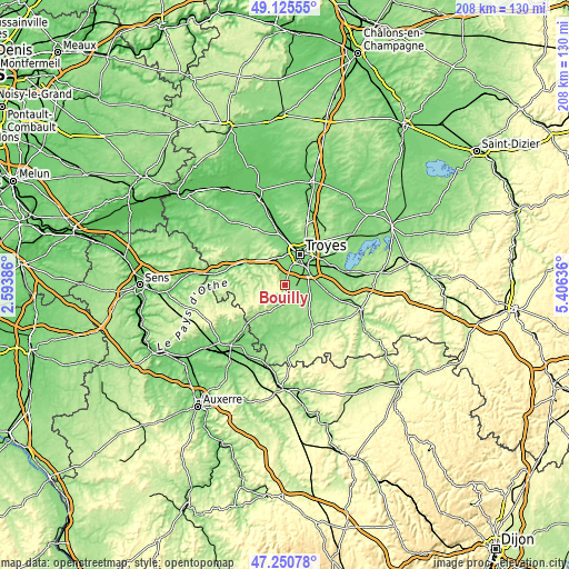 Topographic map of Bouilly