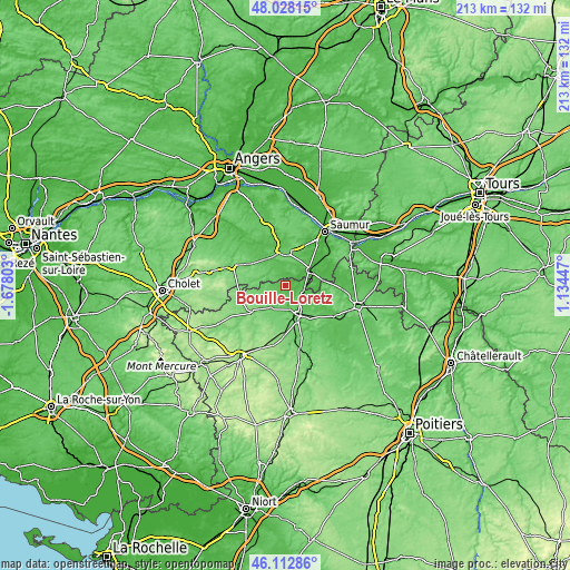 Topographic map of Bouillé-Loretz