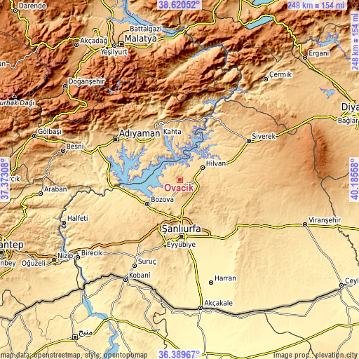 Topographic map of Ovacık