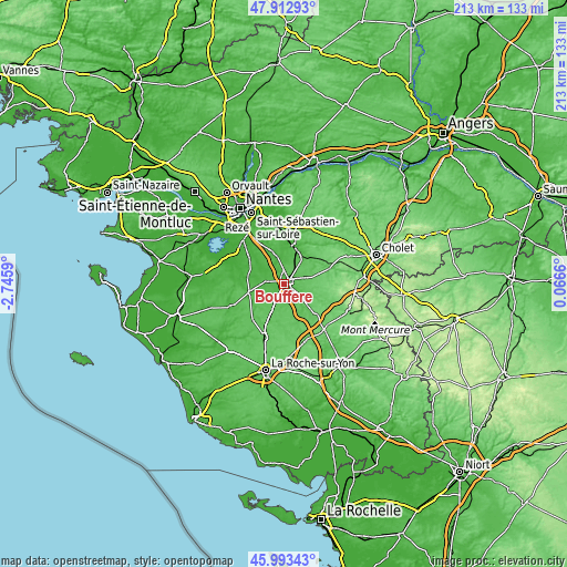 Topographic map of Boufféré