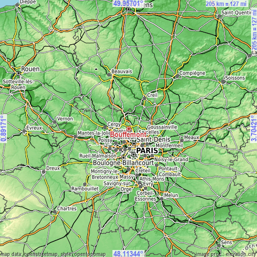 Topographic map of Bouffémont