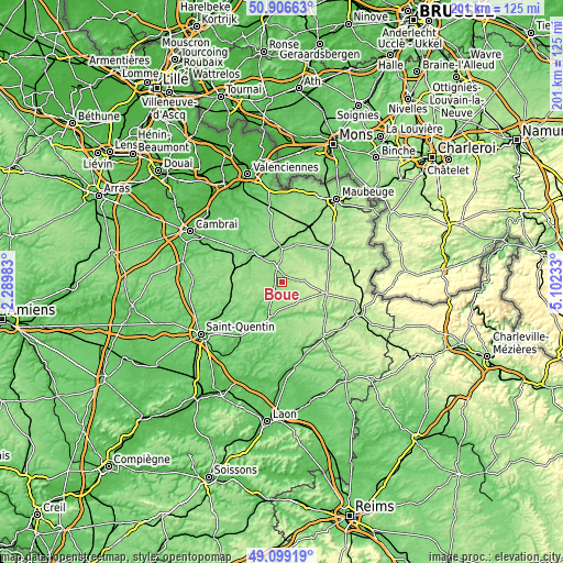 Topographic map of Boué