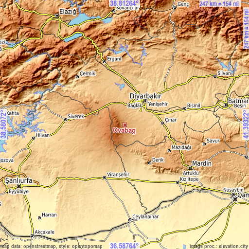 Topographic map of Ovabağ