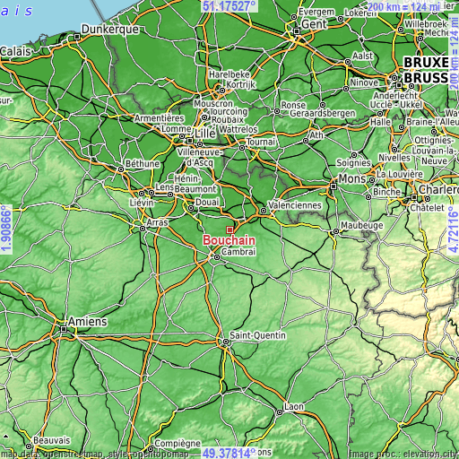 Topographic map of Bouchain