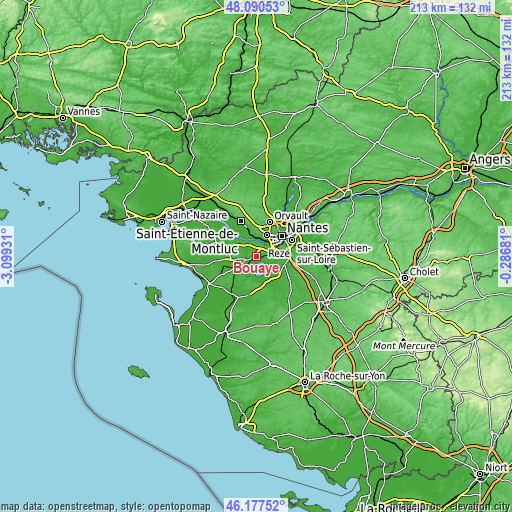 Topographic map of Bouaye