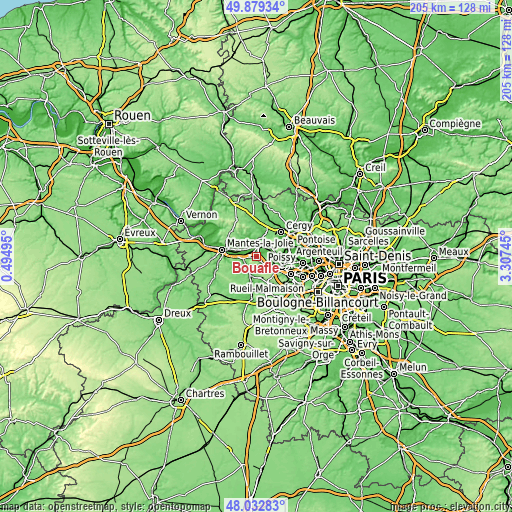 Topographic map of Bouafle