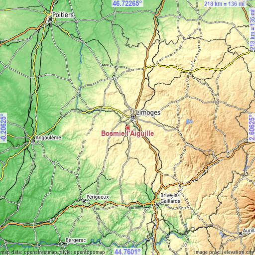 Topographic map of Bosmie-l'Aiguille