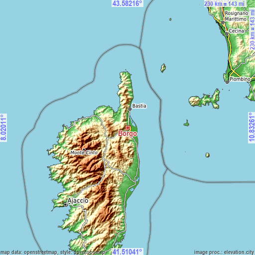 Topographic map of Borgo