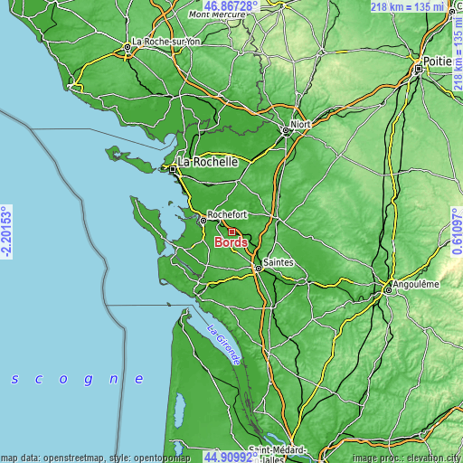 Topographic map of Bords