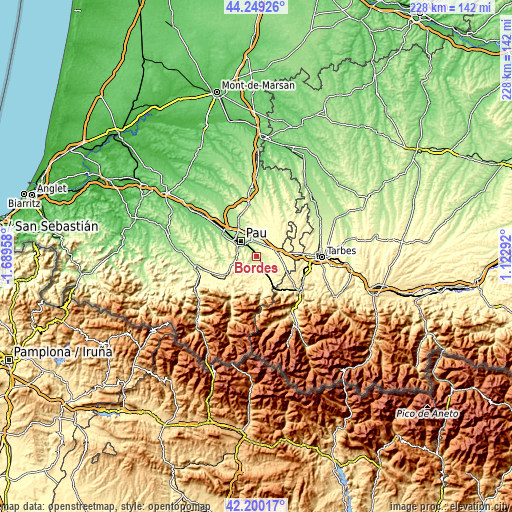 Topographic map of Bordes