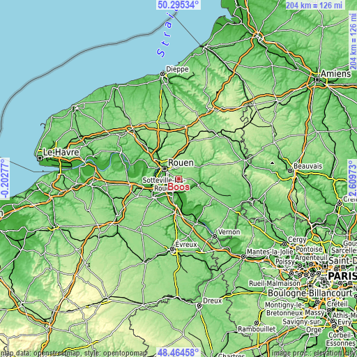 Topographic map of Boos