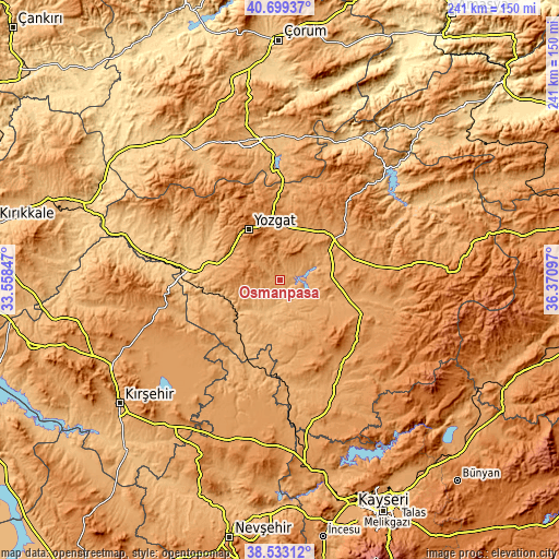 Topographic map of Osmanpaşa