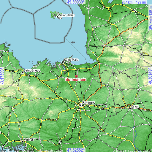 Topographic map of Bonnemain