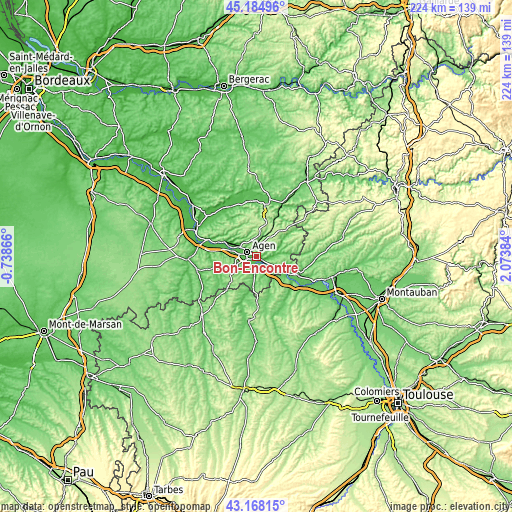 Topographic map of Bon-Encontre