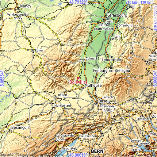 Topographic map of Bollwiller