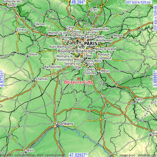 Topographic map of Boissy-le-Cutté