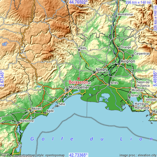 Topographic map of Boisseron