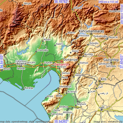 Topographic map of Osmaniye