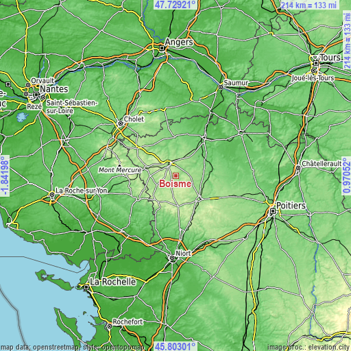 Topographic map of Boismé