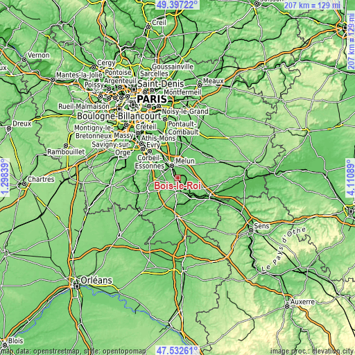 Topographic map of Bois-le-Roi